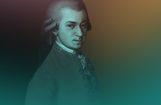 A portrait of Mozart with the 25/26 Season branding overlay.