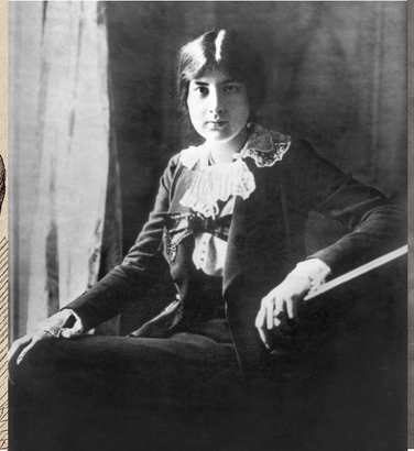 A drawing and two photographs of women in distinctive fashions of the period (around 1855, 1918 and 1913), all three looking out towards the viewer