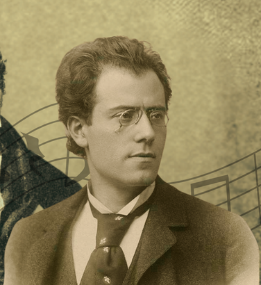 Beethoven, Schubert and Mahler illustrated from left to right